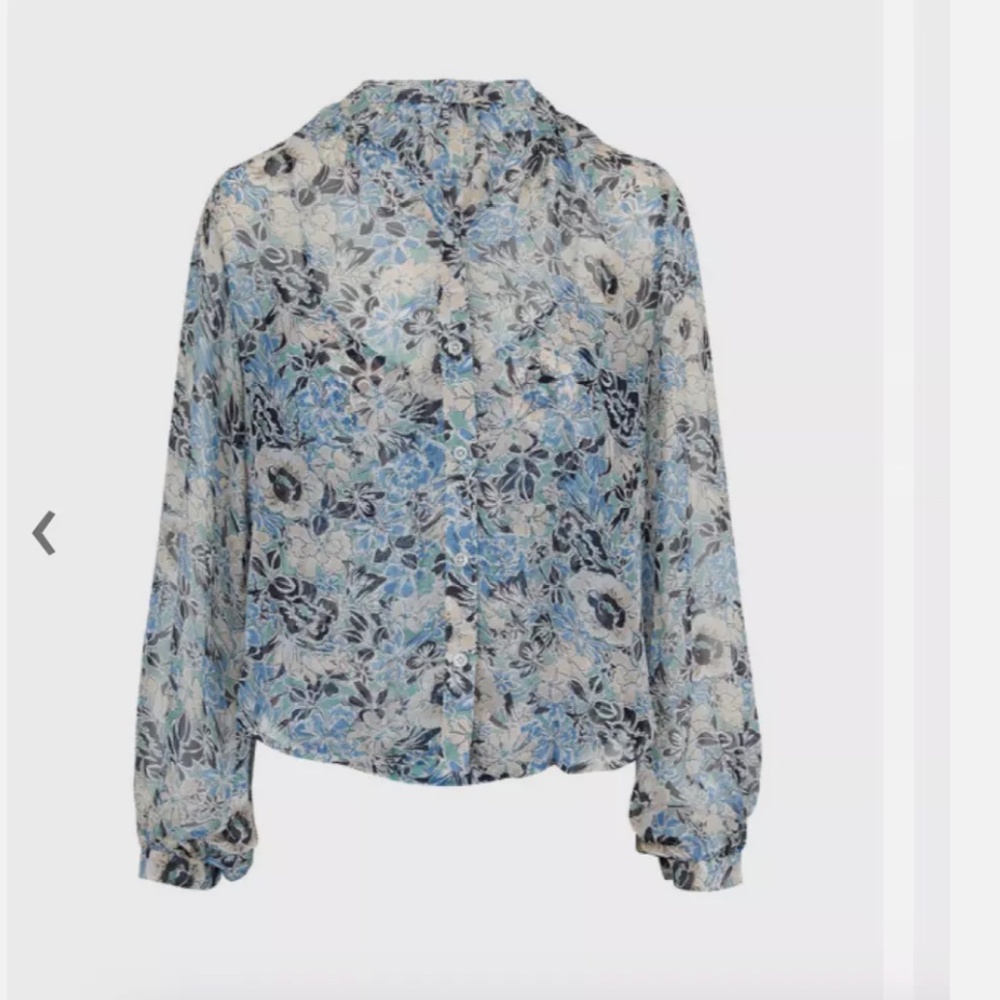 VERONICA BEARD Ashlynn Blue Multi Floral Collarless Blouse